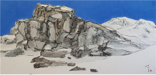  울림19-4 120×60 한지에 먹, 수채 2019년