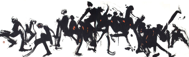  soccer, 480 x 140cm, 화선지, 먹, 채색, 2006