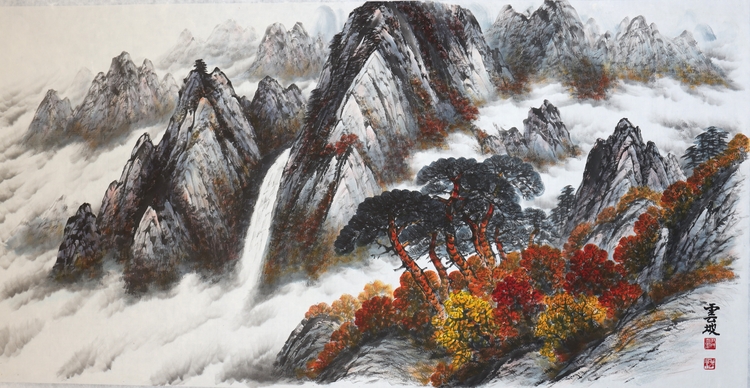 금강산 추경 136×70㎞ 화선지 수묵채색 