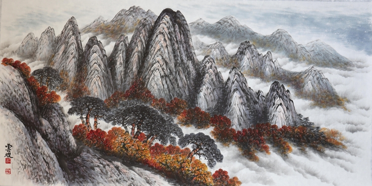 금강산 추경 136×70㎞ 화선지 수묵채색 