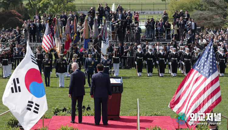 President Yoon Suk-yeol holds a joint press conference with U.S. President Biden on April 26.