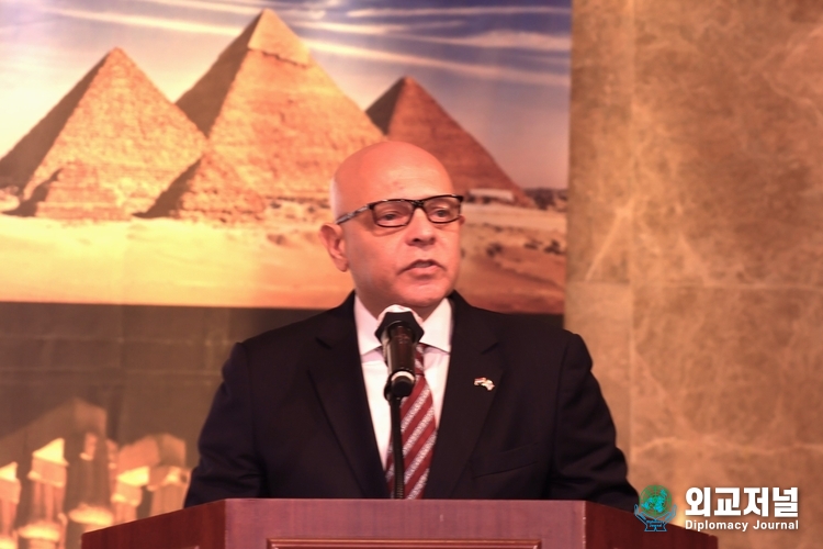 Ambassador Khaled Abdel Rahman of Egypt is delivering a speech. (Photo by Diplomatic Journal)
