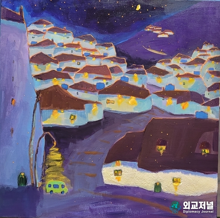61×61cm / Mixed Media on Canvas / Evenings are beautiful because they are short.<br>
