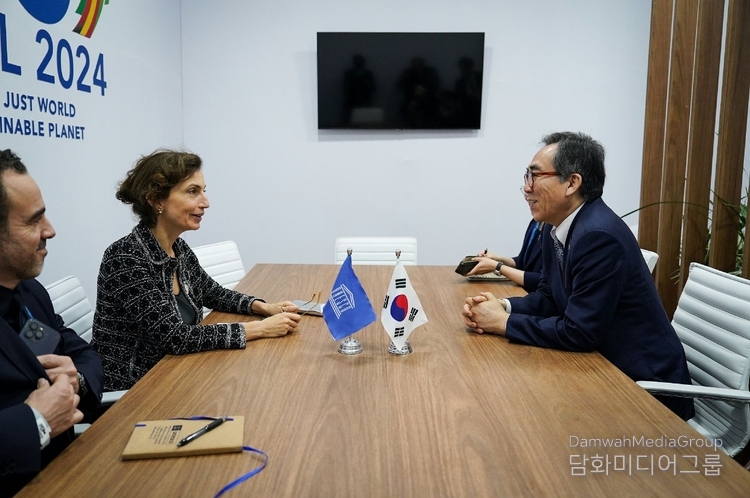 조태열 외교부 장관은 브라질 리우데자네이루에서 개최된 주요 20개국 협의체(G20) 외교장관회의 참석 계기에 오드레 아줄레(Audrey Azoulay) 유네스코 사무총장과 면담을 가졌다. (외교부)