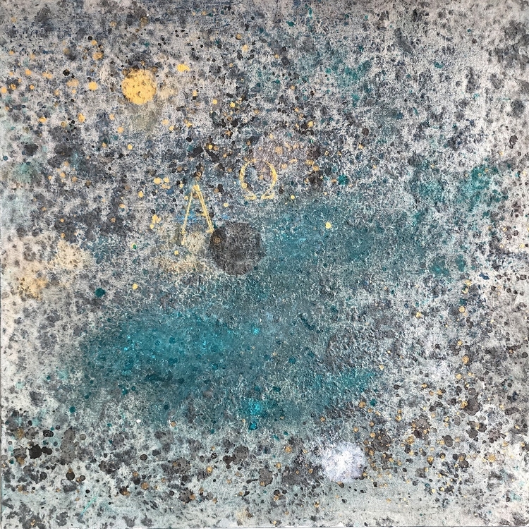 Éternité 10, 캔버스에 화선지 반죽, 먹, 아크릴, 50x50cm 2023