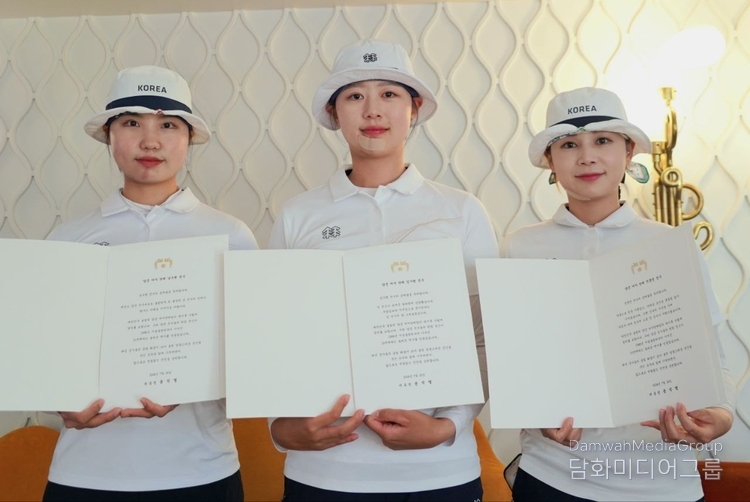 여자 양궁팀(남수현, 임시현, 전훈영 선수)