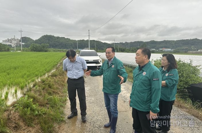 김현기 청주시의회 의장, 집중호우 피해 현장 긴급 점검(호계배수장)